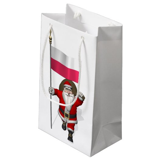 Der Weihnachtsmann mit der Flagge Polens Kleine Geschenktüte (Rückseite Schrägansicht)