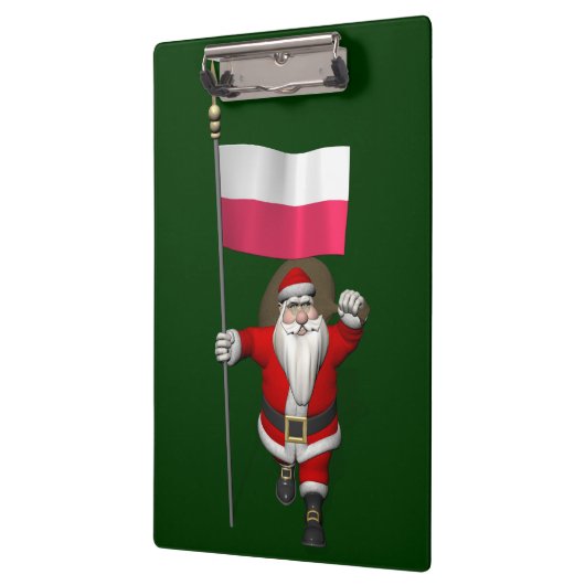 Der Weihnachtsmann mit der Flagge Polens Klemmbrett (Links)