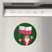 Der Weihnachtsmann mit der Flagge Polens Magnet (In Situ (Geschirrspüler))
