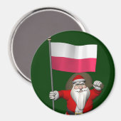 Der Weihnachtsmann mit der Flagge Polens Magnet (Vorderseite/Rückseite)
