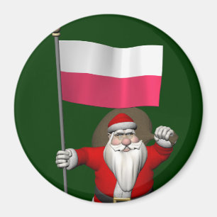 Der Weihnachtsmann mit der Flagge Polens Magnet