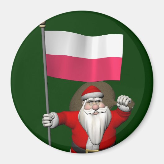 Der Weihnachtsmann mit der Flagge Polens Magnet (Vorne)