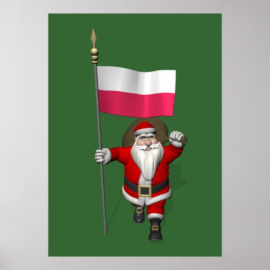 Der Weihnachtsmann mit der Flagge Polens Poster (Vorne)