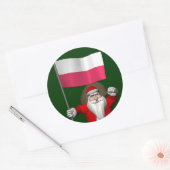 Der Weihnachtsmann mit der Flagge Polens Runder Aufkleber (Umschlag)
