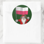Der Weihnachtsmann mit der Flagge Polens Runder Aufkleber (Tasche)