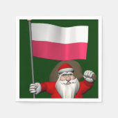 Der Weihnachtsmann mit der Flagge Polens Serviette (Vorderseite)