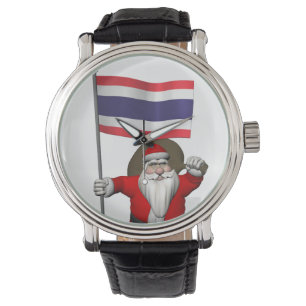 Der Weihnachtsmann mit der Flagge Thailands Armbanduhr