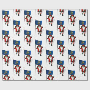 Der Weihnachtsmann mit der Flagge von Idaho Geschenkpapier