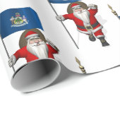 Der Weihnachtsmann mit der Flagge von Maine Geschenkpapier (Rolleneckpunkt)