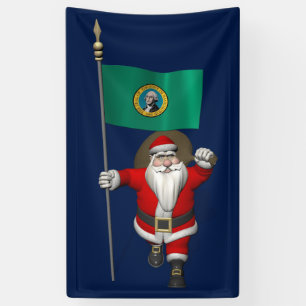 Der Weihnachtsmann mit der Flagge von Washington Banner