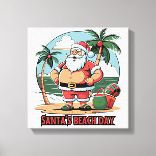 Der Weihnachtsmann mit Drehung - Strandtag Leinwanddruck