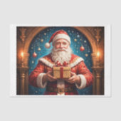 Der Weihnachtsmann mit einem Geschenk in seinem La Seidenpapier (Vorderseite)