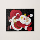 Der Weihnachtsmann mit einem Geschenkpuzzle. Puzzle (Horizontal)