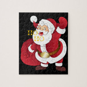 Der Weihnachtsmann mit einem Geschenkpuzzle. Puzzle