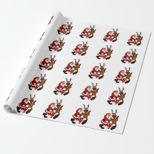 Der Weihnachtsmann mit Elch Geschenkpapier