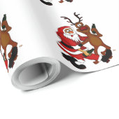 Der Weihnachtsmann mit Elch Geschenkpapier (Rolleneckpunkt)