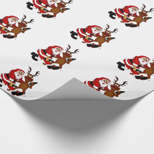 Der Weihnachtsmann mit Elch Geschenkpapier (Ecke)