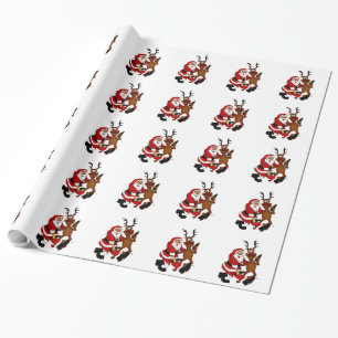 Der Weihnachtsmann mit Elch Geschenkpapier