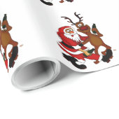 Der Weihnachtsmann mit Elch Geschenkpapier (Rolleneckpunkt)