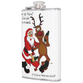 Der Weihnachtsmann mit Elch - heißes Fest Flachmann (Links)