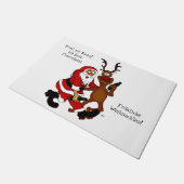 Der Weihnachtsmann mit Elch - heißes Fest Fußmatte (Schrägansicht)