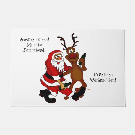 Der Weihnachtsmann mit Elch - heißes Fest Fußmatte (Vorderseite)