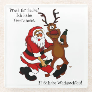 Der Weihnachtsmann mit Elch - heißes Fest Glasuntersetzer