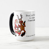 Der Weihnachtsmann mit Elch - heißes Fest Verwandlungstasse (Vorderseite Links)