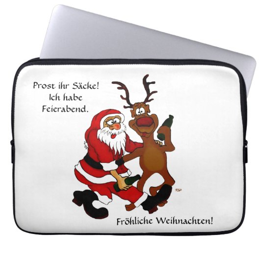Der Weihnachtsmann mit Elch - Prost it bags! Laptopschutzhülle (Vorderseite)