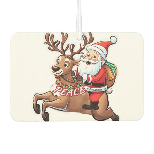 Der Weihnachtsmann mit Friedensgeschenken Autolufterfrischer (Vorderseite)