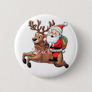 Der Weihnachtsmann mit Friedensgeschenken Button