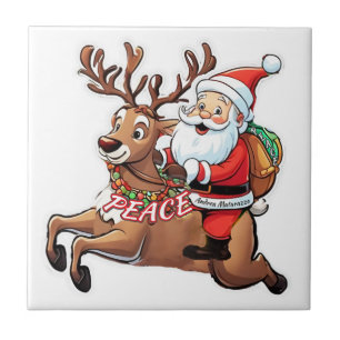 Der Weihnachtsmann mit Friedensgeschenken Fliese