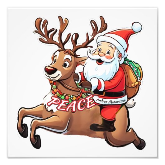 Der Weihnachtsmann mit Friedensgeschenken Fotodruck (Vorne)