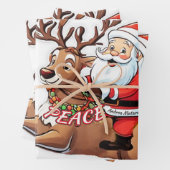 Der Weihnachtsmann mit Friedensgeschenken Geschenkpapier Set (Beispiel)