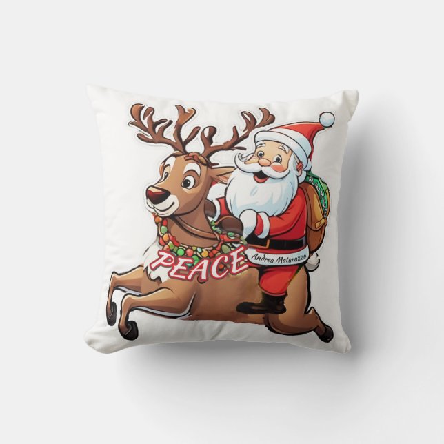 Der Weihnachtsmann mit Friedensgeschenken Kissen (Vorderseite)