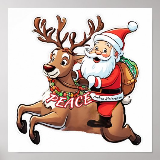 Der Weihnachtsmann mit Friedensgeschenken Poster (Vorne)