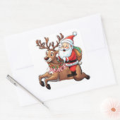 Der Weihnachtsmann mit Friedensgeschenken Quadratischer Aufkleber (Umschlag)