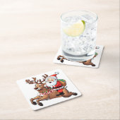 Der Weihnachtsmann mit Friedensgeschenken Rechteckiger Pappuntersetzer (Vor Ort)