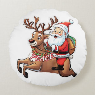 Der Weihnachtsmann mit Friedensgeschenken Rundes Kissen