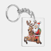 Der Weihnachtsmann mit Friedensgeschenken Schlüsselanhänger (Vorderseite links)