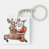 Der Weihnachtsmann mit Friedensgeschenken Schlüsselanhänger (Rückseite)