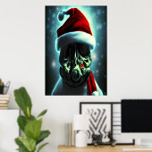 Der Weihnachtsmann mit Gasmaske | AI Art Poster (Heimbüro)