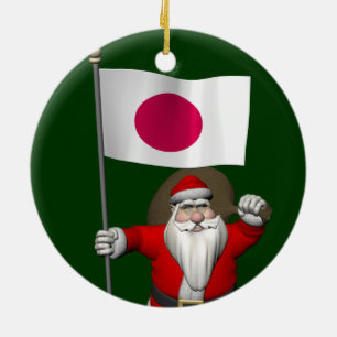 Der Weihnachtsmann mit japanischem Abzeichen Keramik Ornament
