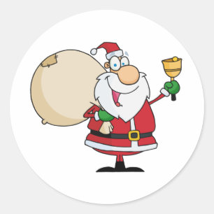 Der Weihnachtsmann mit Jingle Bell Runder Aufkleber