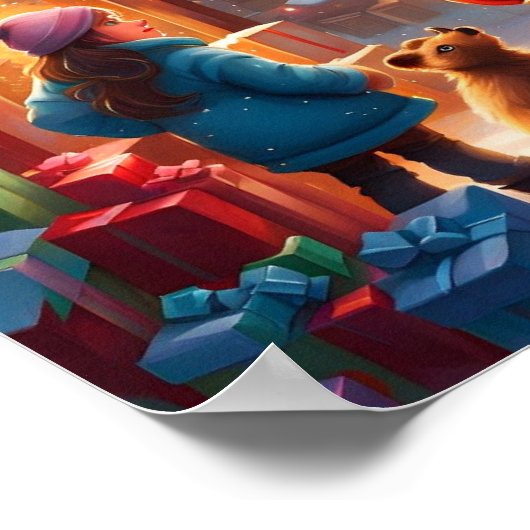 Der Weihnachtsmann mit Kindern Poster (Ecke)