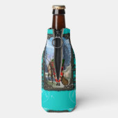 Der Weihnachtsmann mit Rentier und Schlitten Flaschenkühler (Flasche Rückseite)