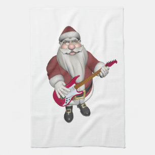 Der Weihnachtsmann mit roter Gitarre Küchentuch