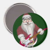 Der Weihnachtsmann mit roter Gitarre Magnet (Vorderseite/Rückseite)