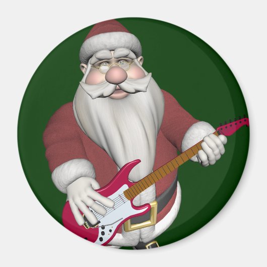 Der Weihnachtsmann mit roter Gitarre Magnet (Vorne)