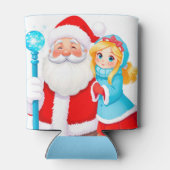 Der Weihnachtsmann mit Schneemeister im Winter Dosenkühler (Rückseite)